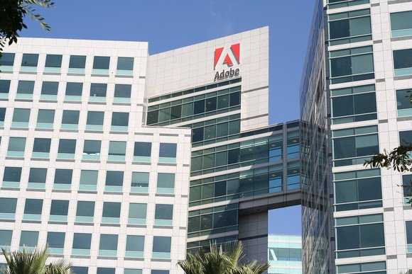 The outside of Adobe's headquarters.